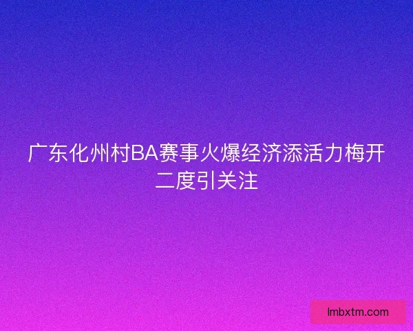 广东化州村BA赛事火爆经济添活力梅开二度引关注