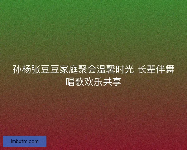 孙杨张豆豆家庭聚会温馨时光 长辈伴舞唱歌欢乐共享